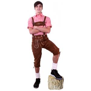 Oktoberfest - Overknee lederhose bruin met borduursel Bruin