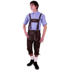 Oktoberfest - Overknee lederhose donkerbruin met borduursel Bruin