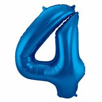 Bellatio Cijfer 4 ballon blauw cm