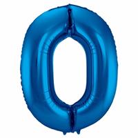 Bellatio Cijfer 0 ballon blauw cm