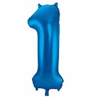 Bellatio Cijfer 1 ballon blauw cm