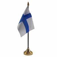 Finland tafelvlaggetje 10 x 15 cm met standaard -