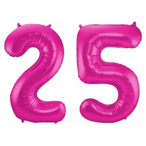 Cijfer 25 ballon roze cm