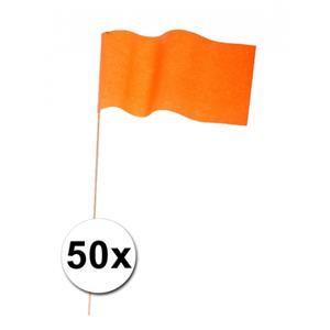 Bellatio 50 oranje papieren zwaaivlaggetjes