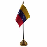 Bellatio Venezuela tafelvlaggetje 10 x 15 cm met standaard