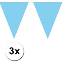 3x Vlaggenlijn baby blauwe 10 meter