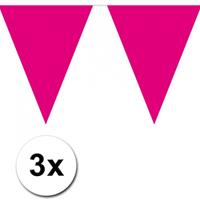 3x Vlaggenlijn magenta roze 10 meter