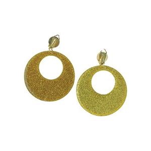 Bellatio 60s disco oorbellen goud glitter