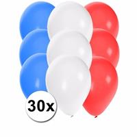 Fun & Feest party gadgets 30x Ballonnen in Franse kleuren