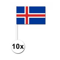 Bellatio 10 zwaaivlaggetjes IJsland 12 x 24 cm