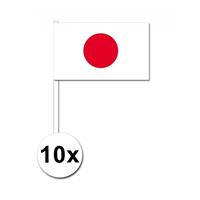 Bellatio 10 zwaaivlaggetjes Japan 12 x 24 cm