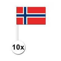 Bellatio 10 zwaaivlaggetjes Noorwegen 12 x 24 cm