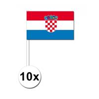 Bellatio 10 zwaaivlaggetjes Kroatie 12 x 24 cm