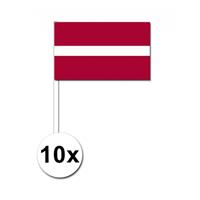 Bellatio 10 zwaaivlaggetjes Letland 12 x 24 cm