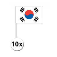Bellatio 10 zwaaivlaggetjes Zuid Korea 12 x 24 cm Multi