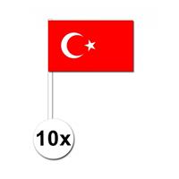 Bellatio 10 zwaaivlaggetjes Turkije 12 x 24 cm