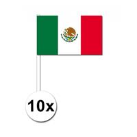 Bellatio 10 zwaaivlaggetjes Mexico 12 x 24 cm