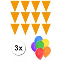 Bellatio Pakket 3x vlaggenlijn oranje incl gratis ballonnen