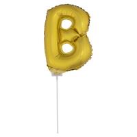 Gouden opblaas letter B op stokje cm