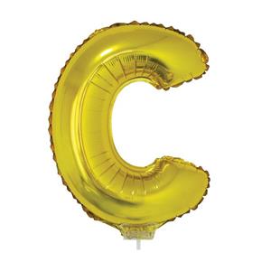 Gouden opblaas letter C op stokje cm