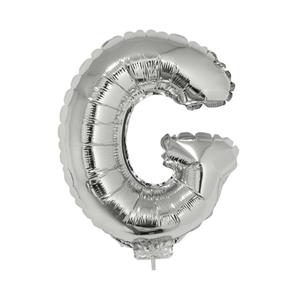 Zilveren opblaas letter G op stokje cm