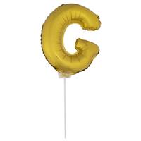 Gouden opblaas letter G op stokje cm