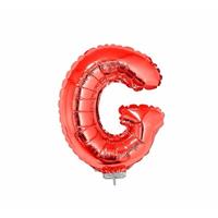 Rode opblaas letter G op stokje cm