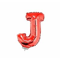 Rode opblaas letter J op stokje cm