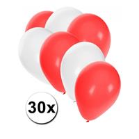 Fun & Feest party gadgets 30x Ballonnen wit en rood