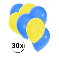 Fun & Feest party gadgets 30x Ballonnen geel en blauw
