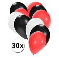 Fun & Feest party gadgets 30 ballonnen wit-zwart-rood