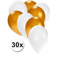 30x ballonnen wit en goud