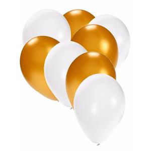 30x ballonnen wit en goud