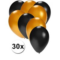 Fun & Feest party gadgets 30x ballonnen zwart en goud