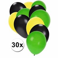 Fun & Feest party gadgets Ballonnen geel/zwart/groen 30 stuks
