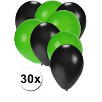 Fun & Feest party gadgets 30x ballonnen zwart en groen