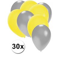 Fun & Feest party gadgets 30x ballonnen zilver en geel