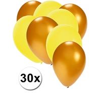 Fun & Feest party gadgets 30x ballonnen goud en geel