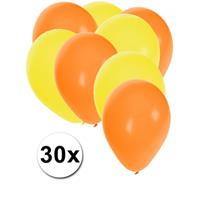 Fun & Feest party gadgets 30x ballonnen oranje en geel