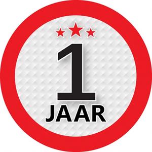 1 jaar sticker rond 9 cm