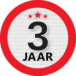 3 jaar sticker rond 9 cm