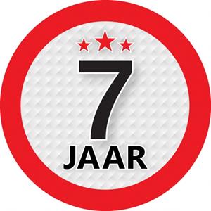 7 jaar sticker rond 9 cm