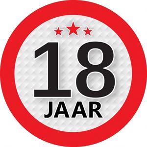 18 jaar sticker rond 9 cm