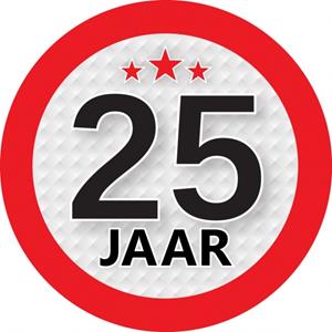 25 jaar sticker rond 9 cm