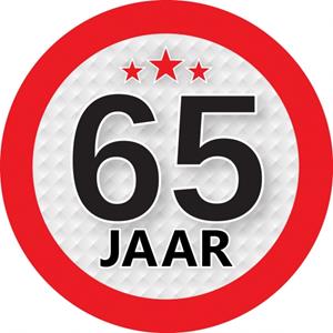 65 jaar sticker rond 9 cm