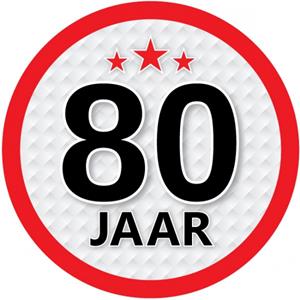 Shoppartners 80 jaar sticker rond 15 cm