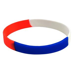 Bellatio Siliconen armband rood wit blauw