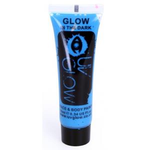 Blauwe glow in the dark schmink