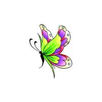 Vlinder glitter tattoo groen/paars