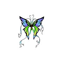 Vlinder glitter tattoo groen/blauw